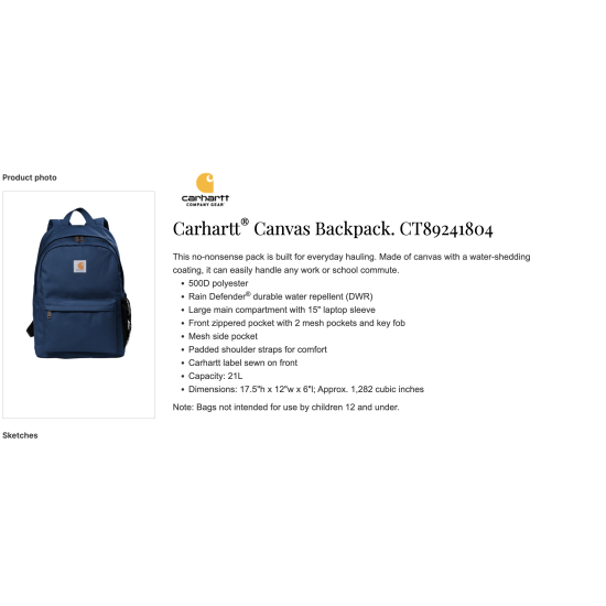 Navy Carhartt® Canvas Backpack 